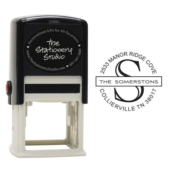 Center Initial with Text Self-Inking Stamp